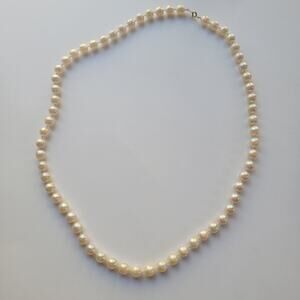 Vintage Aurora Borealis Faux Pearl Necklaces With Gold Tone Spring Ring Clasp